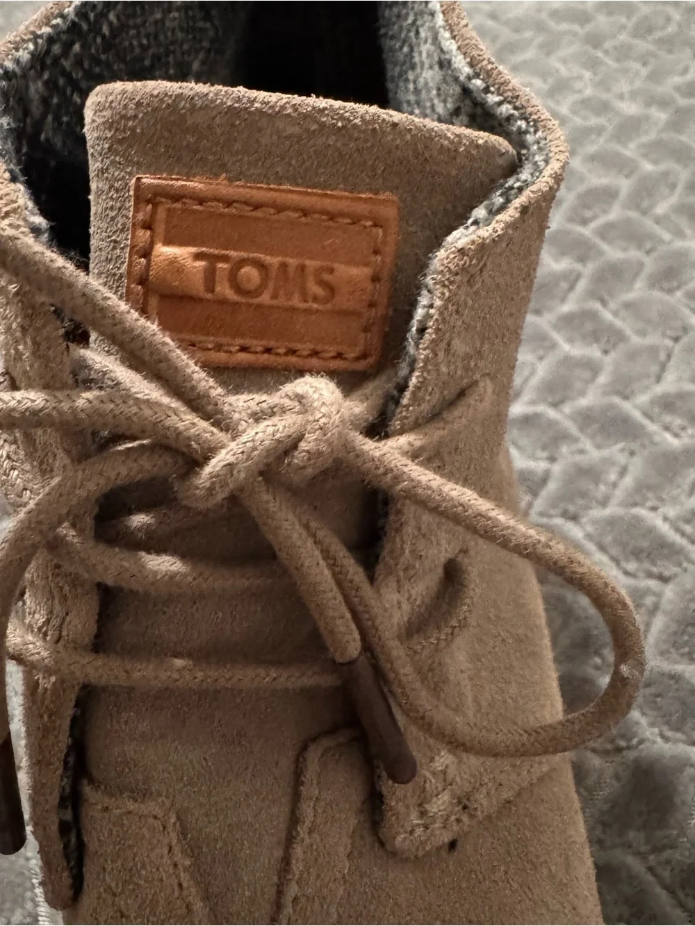 Women's  Toms Taupe Suede Wedge Ankle Boots - Lace-Up Comfort